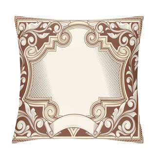 Personality  Marsala Frame With Floral Elements, Vector Illustration Pillow Covers