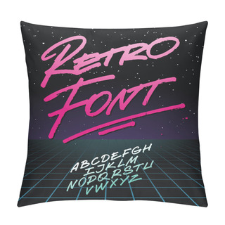 Personality  Retro Font On Light Grid Background. Vector Alphabet Pillow Covers