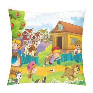 Personality  Children Near Home Illustration For Kids Pillow Covers