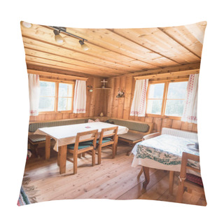 Personality  Holiday In The Mountains: Rustic Old Wooden Interior Of A Cabin  Pillow Covers