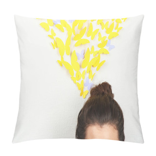 Personality  Paper Yellow Butterflies Fly Thoughts Out Of Head Pillow Covers