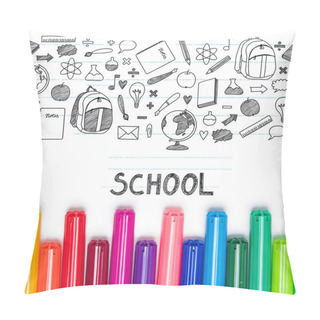 Personality  School Lettering And Colorful Markers Pillow Covers