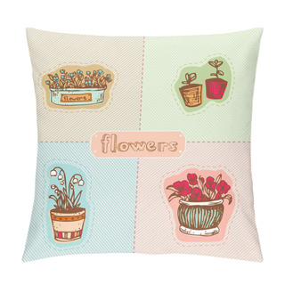 Personality  Flowers In Pots Isolated Pillow Covers