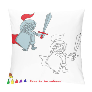 Personality  Vector Cartoon Knight To Be Colored. Pillow Covers