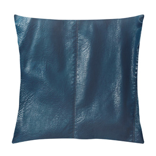 Personality  Elevated View Of Dark Blue Leather Shiny Textile As Background  Pillow Covers