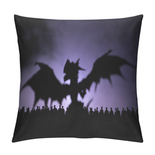 Personality  Blurred Silhouette Of Giant Monster Prepare Attack Crowd During Night. Selective Focus. Decoration Pillow Covers