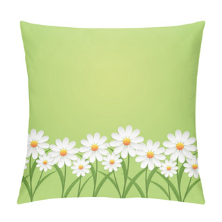 Personality  Chamomile Flower On Green Background Pillow Covers