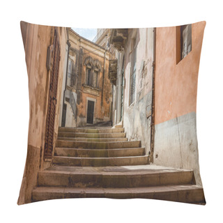 Personality  Stairs Through Alley In Sicilian City Of Modica Pillow Covers