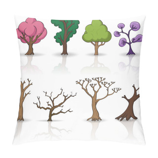 Personality  Cartoon Trees, Vector Set Pillow Covers