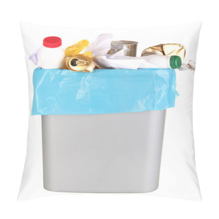 Personality  Bin Full Of Rubbish Isolated On White Pillow Covers