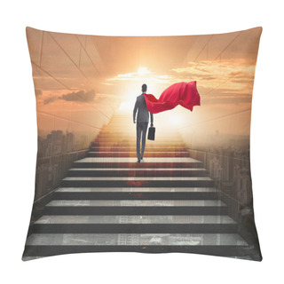 Personality  Businessman Superhero Successful In Career Ladder Concept Pillow Covers