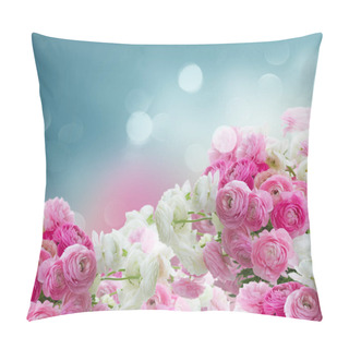 Personality  Pink And White Ranunculus Flowers Pillow Covers