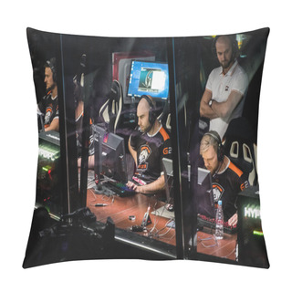 Personality  SAINT PETERSBURG, RUSSIA - OCTOBER 28 2017: EPICENTER Counter Strike: Global Offensive Cyber Sport Event. Team Virtus.pro At Players Place: Wictor TaZ Wojtas In Focus Pillow Covers