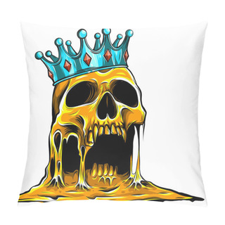 Personality  Crowned King Skull Symbol Of Spooky Human Cranium With Royal Gold Crown. Pillow Covers
