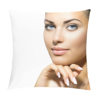 Personality  Face Of Young Woman With Clean Fresh Skin. Skin Care Pillow Covers