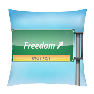 Personality  Glossy Highway Sign With Freedom Text Pillow Covers