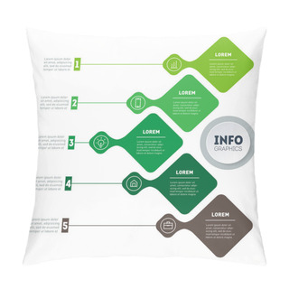 Personality  Green Tones Rhombuses With Text And Icons On White Background, Horizontal Arrangement  Pillow Covers