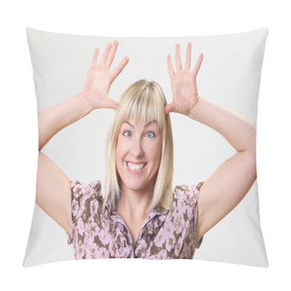 Personality  Portrait Of Crazy Funny Woman Pillow Covers
