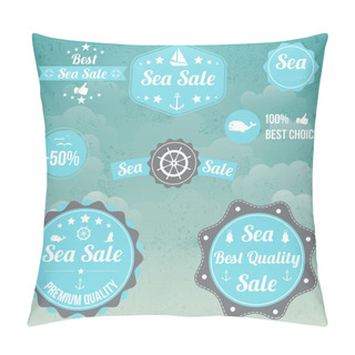 Personality  Vector Set Of Sea Emblems Pillow Covers
