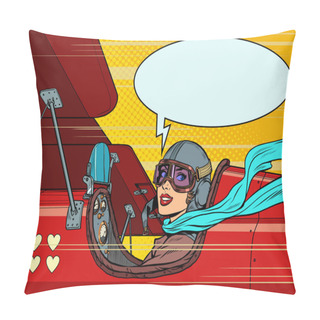 Personality  Beautiful Woman Pilot In Love Plane. Valentines Day Pillow Covers