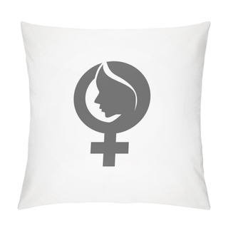Personality  Female Symbol With Female Face. Woman Icon Logo Design Elemnet. Illustration Vector Pillow Covers