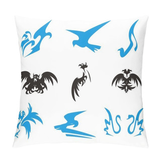 Personality  Birds Icons (black And Blue) Pillow Covers