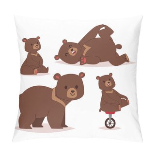 Personality  Cartoon Bear Vector Set. Pillow Covers