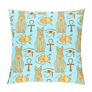 Personality  Sketch Egyptian Cat, Bug, Osiris Eye  In Vintage Style Pillow Covers
