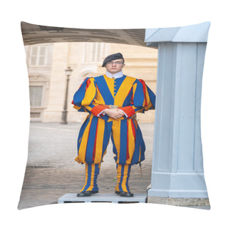 Personality  Rome, Italy - 29.10.2019: A Member Of The Pontifical Swiss Guard Pillow Covers