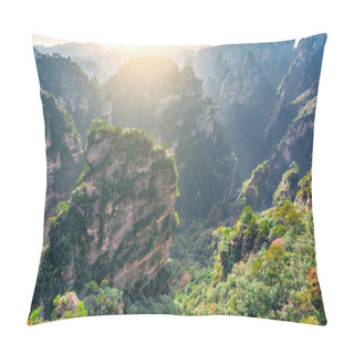 Personality  Sunrise View Of The Colorful Cliffs In Zhangjiajie Forest Park. Pillow Covers