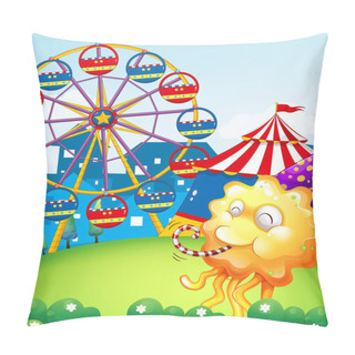 Personality  An Amusement Park At The Hilltop With An Orange Monster Pillow Covers