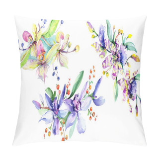 Personality  Pink And Purple Orchids. Watercolor Background Illustration Set. Watercolour Flower Bouquet Illustration Element. Pillow Covers