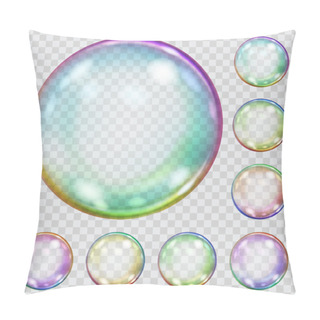 Personality  Set Of Multicolored Transparent Soap Bubbles Pillow Covers