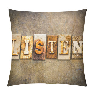 Personality  Listen Concept Letterpress Leather Theme Pillow Covers
