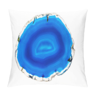 Personality  Abstract Background - Blue Agate Mineral Cross Section Isolated On White Background Pillow Covers