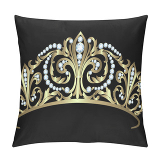 Personality  Gold Diadem With Diamonds Pillow Covers