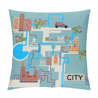 Personality  City Vector Background, Info Graphic. Pillow Covers