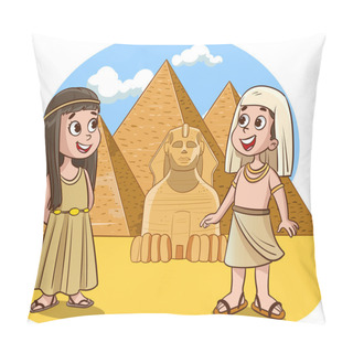 Personality  Vector Illustration Of Ancient Egyptian Boy And Girl Pillow Covers
