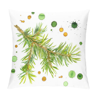 Personality  Spruce Tree Branch With Ink Spraying Paint Drops Pillow Covers