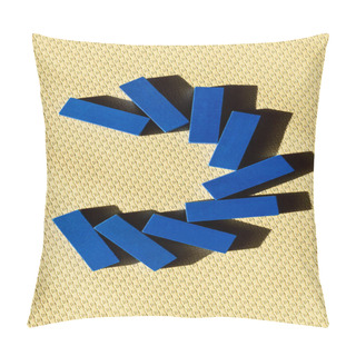 Personality  Top View Of Blue Tetragonal Blocks On Beige Textured Surface Pillow Covers