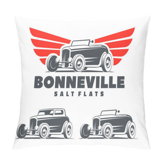 Personality  Retro Hot Rod With Stylized Wings Logo. Pillow Covers