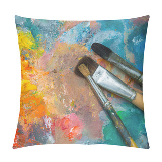 Personality  Oil Paints And Paint Brushes Pillow Covers