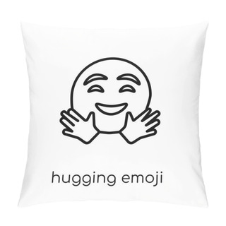 Personality  Hugging Emoji Icon. Trendy Modern Flat Linear Vector Hugging Emoji Icon On White Background From Thin Line Emoji Collection, Outline Vector Illustration Pillow Covers