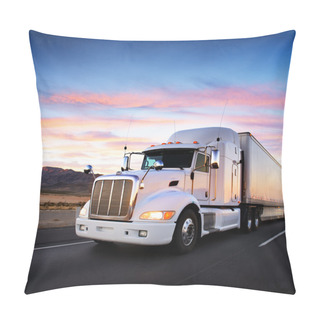 Personality  Truck And Highway At Sunset - Transportation Background Pillow Covers