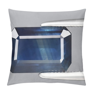 Personality  Natural Blue Sapphire Corrundum Gem On Background Pillow Covers