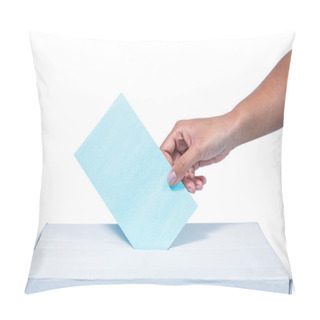 Personality  Businesswoman Putting Ballot In Vote Box Pillow Covers
