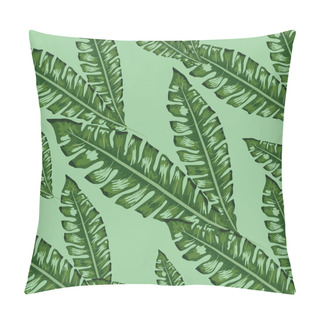Personality  Tropical Leaves Realistic Seamless Pattern. Banana Leaf And Palm Tree. Pillow Covers