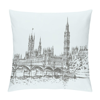 Personality  Big Ben. Vector Drawing Pillow Covers