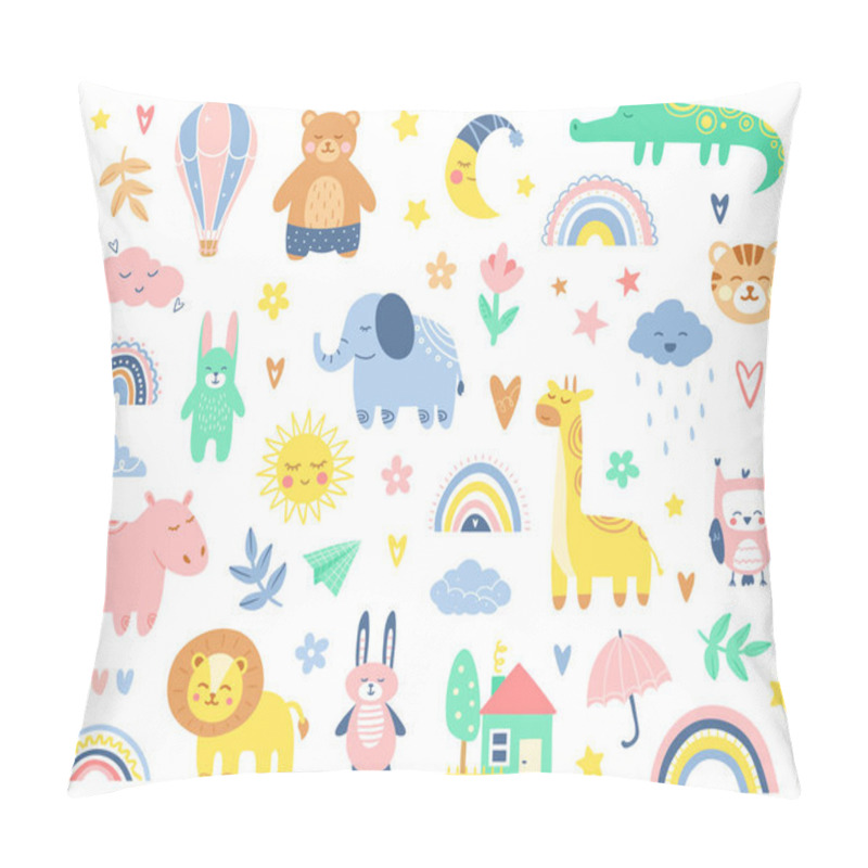 Personality  Abstract Doodles. Baby Animals Pattern Pillow Covers