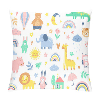 Personality  Abstract Doodles. Baby Animals Pattern Pillow Covers